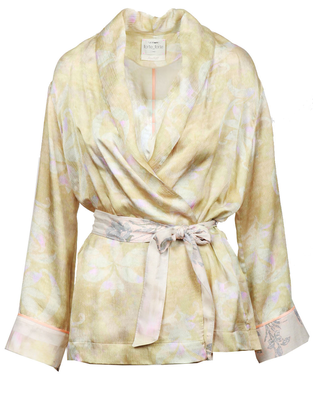 FORTE FORTE Giacca Kimono con Stampa "The Secret Lily" Giallino+color