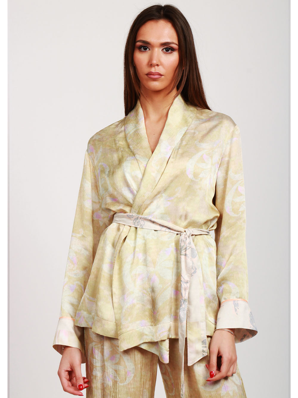 FORTE FORTE Giacca Kimono con Stampa "The Secret Lily" Giallino+color