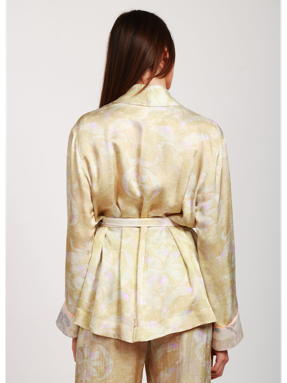 FORTE FORTE Giacca Kimono con Stampa "The Secret Lily" Giallino+color