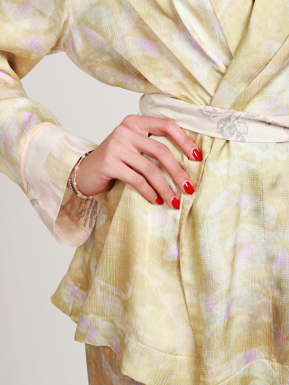 FORTE FORTE Giacca Kimono con Stampa "The Secret Lily" Giallino+color
