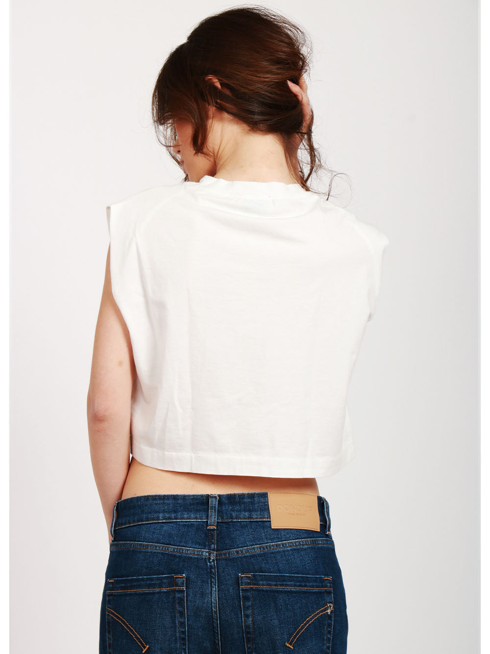 FORTE FORTE T-Shirt Girocollo in Cotone Bianca con Strass Bianco