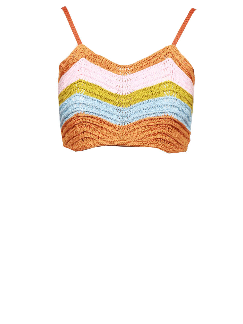 FORTE FORTE Top Crop in Crochet di Cotone a Righe Multicolor Multicolor