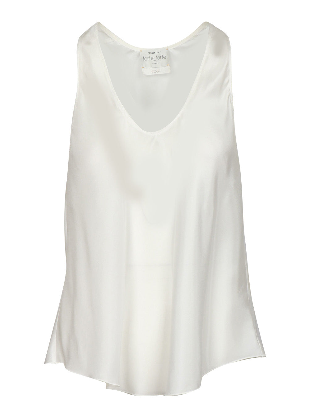 FORTE FORTE Top in Seta Habotai Bianco con Scollo a V Bianco