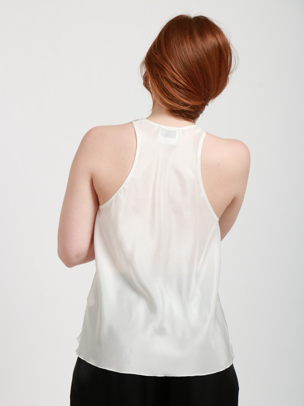 FORTE FORTE Top in Seta Habotai Bianco con Scollo a V Bianco