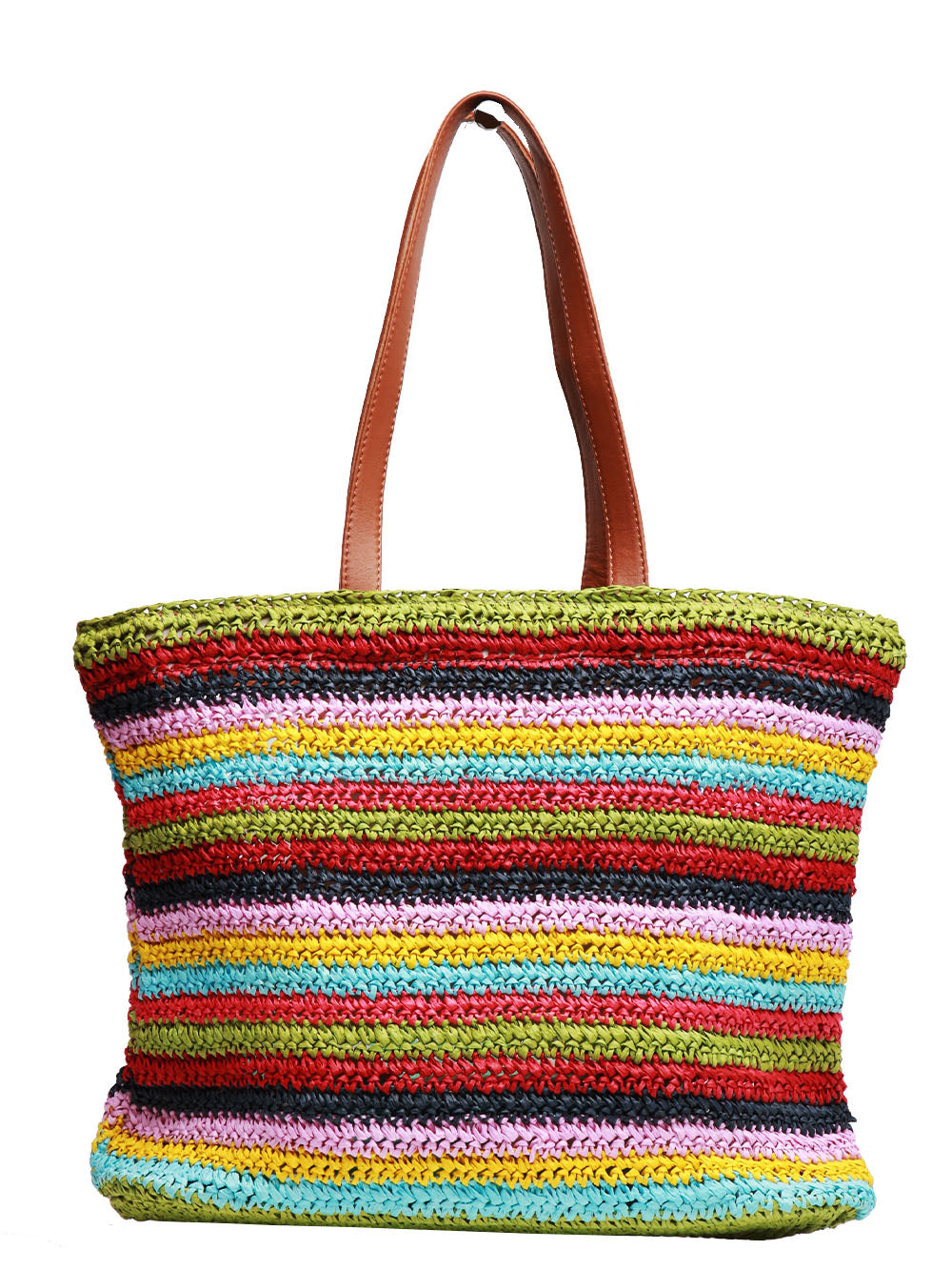 GIADA BENINCASA Borsa a Spalla Ciao Amore in Rafia a Righe Multicolor Multicolor
