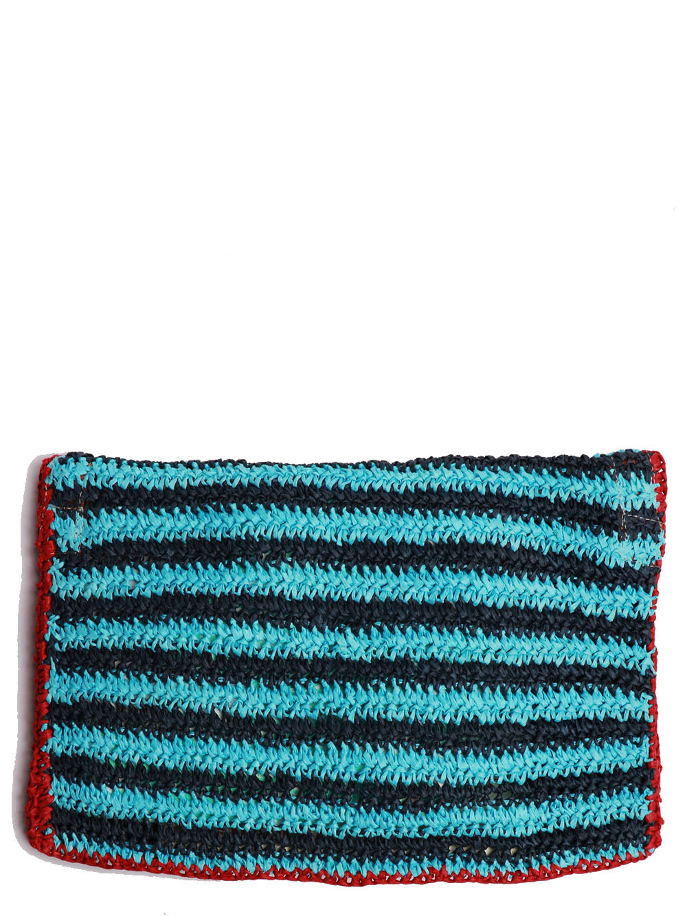 GIADA BENINCASA Borsa Pochette Ciao Amore in Rafia a Righe Celeste e Blu Celeste/rosso