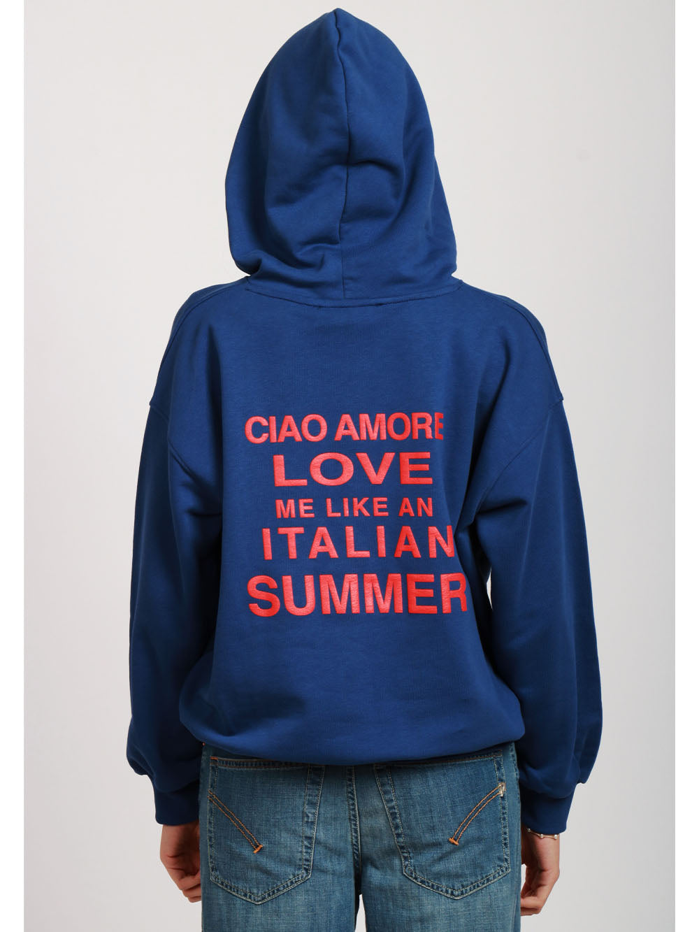 GIADA BENINCASA Felpa Italian Summer in Cotone Blu con Cappuccio Blu