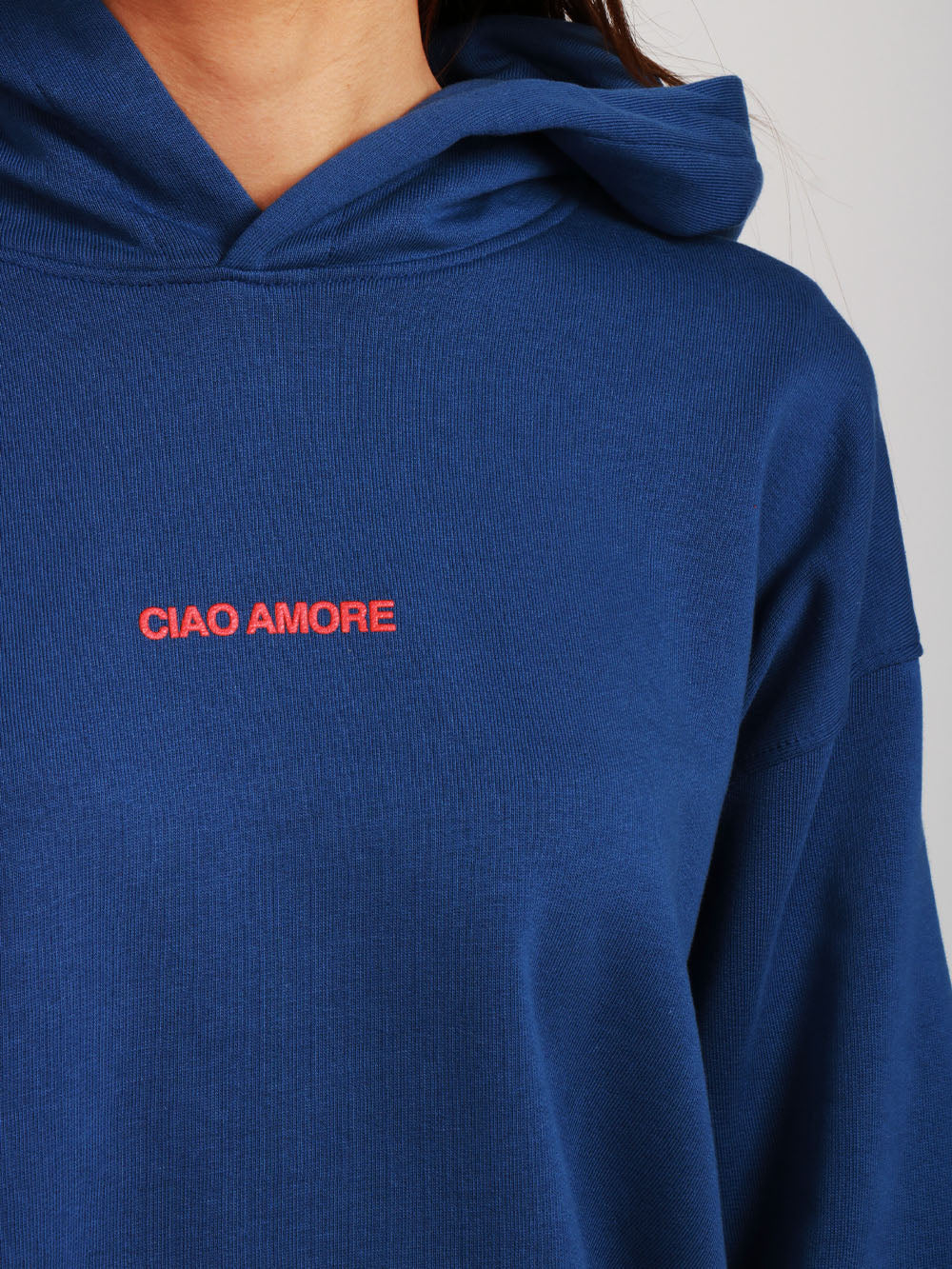 GIADA BENINCASA Felpa Italian Summer in Cotone Blu con Cappuccio Blu