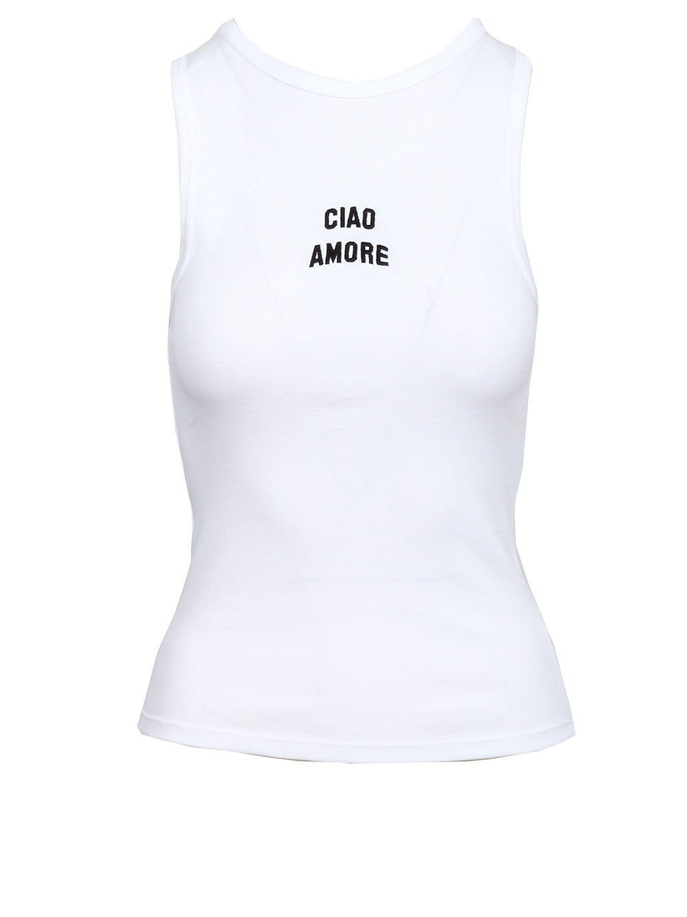 GIADA BENINCASA Top Ciao Amore in Cotone Bianco Bianco/nero