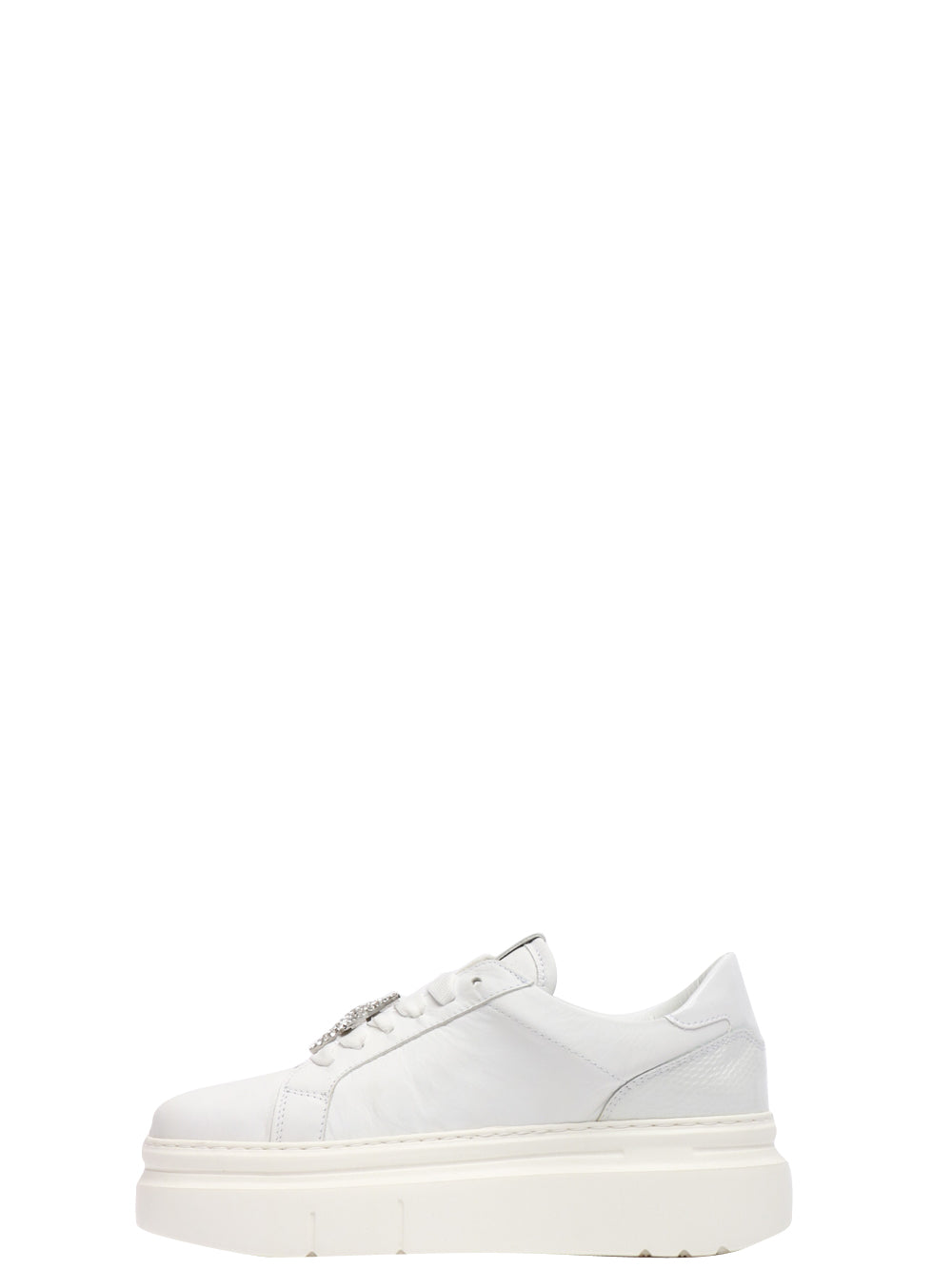 GIO+ Scarpe Sneakers Aria Bianche in Pelle con Stella Bianco