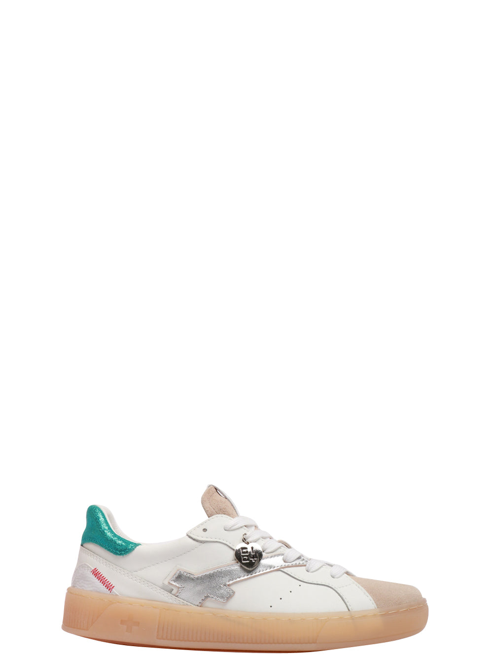 GIO+ Scarpe Sneakers Blue in Pelle Bianche e Beige Bianco beige azzurro