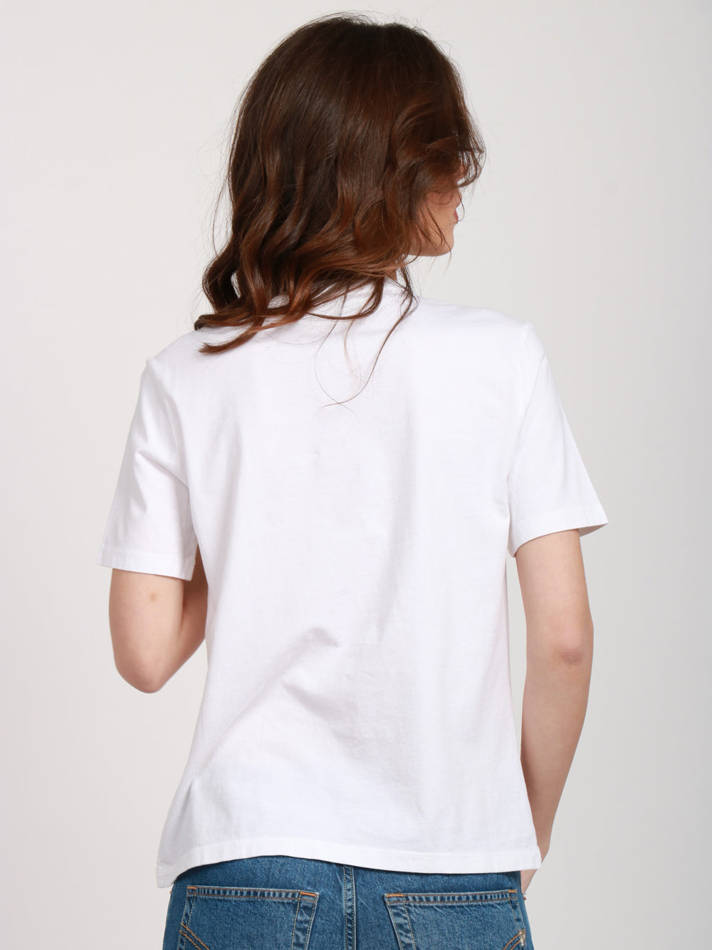 GRIFONI T-SHIRT IN COTONE BIANCA CON SCOLLO A V Bianco