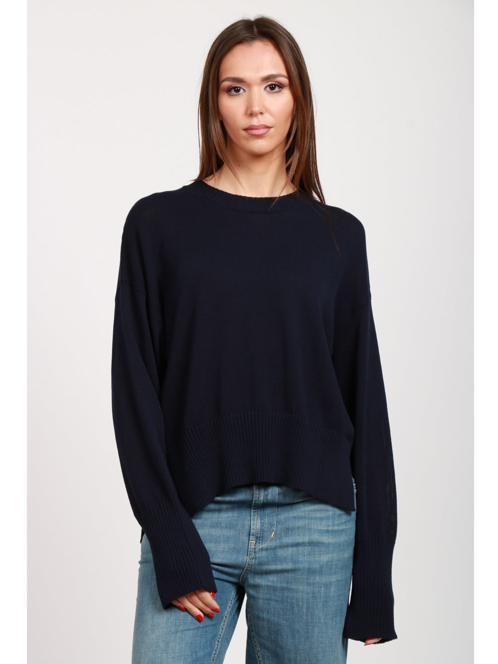 GRIFONI MAGLIA IN COTONE CON SPACCHETTI BLU Blu navy