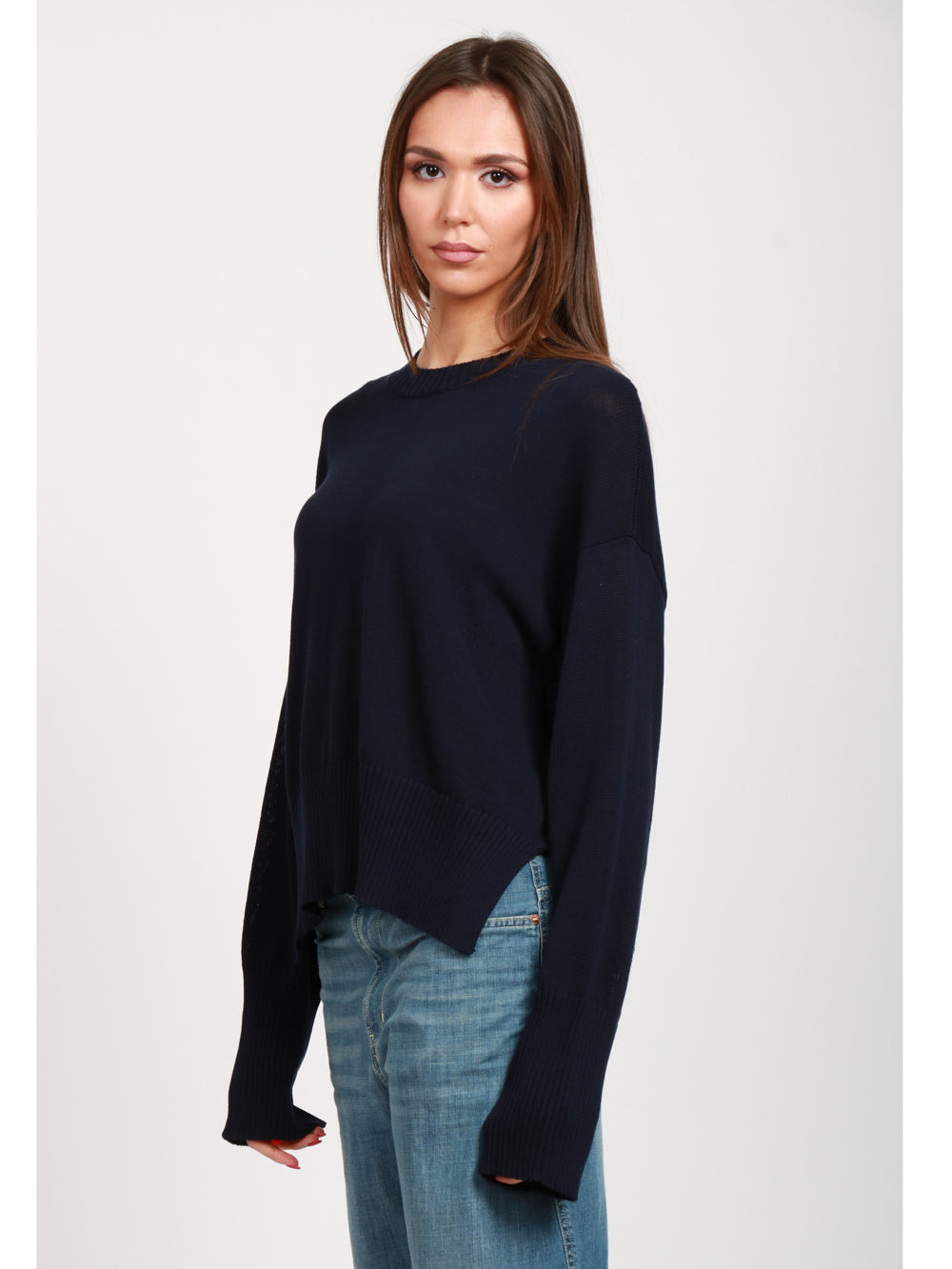 GRIFONI MAGLIA IN COTONE CON SPACCHETTI BLU Blu navy