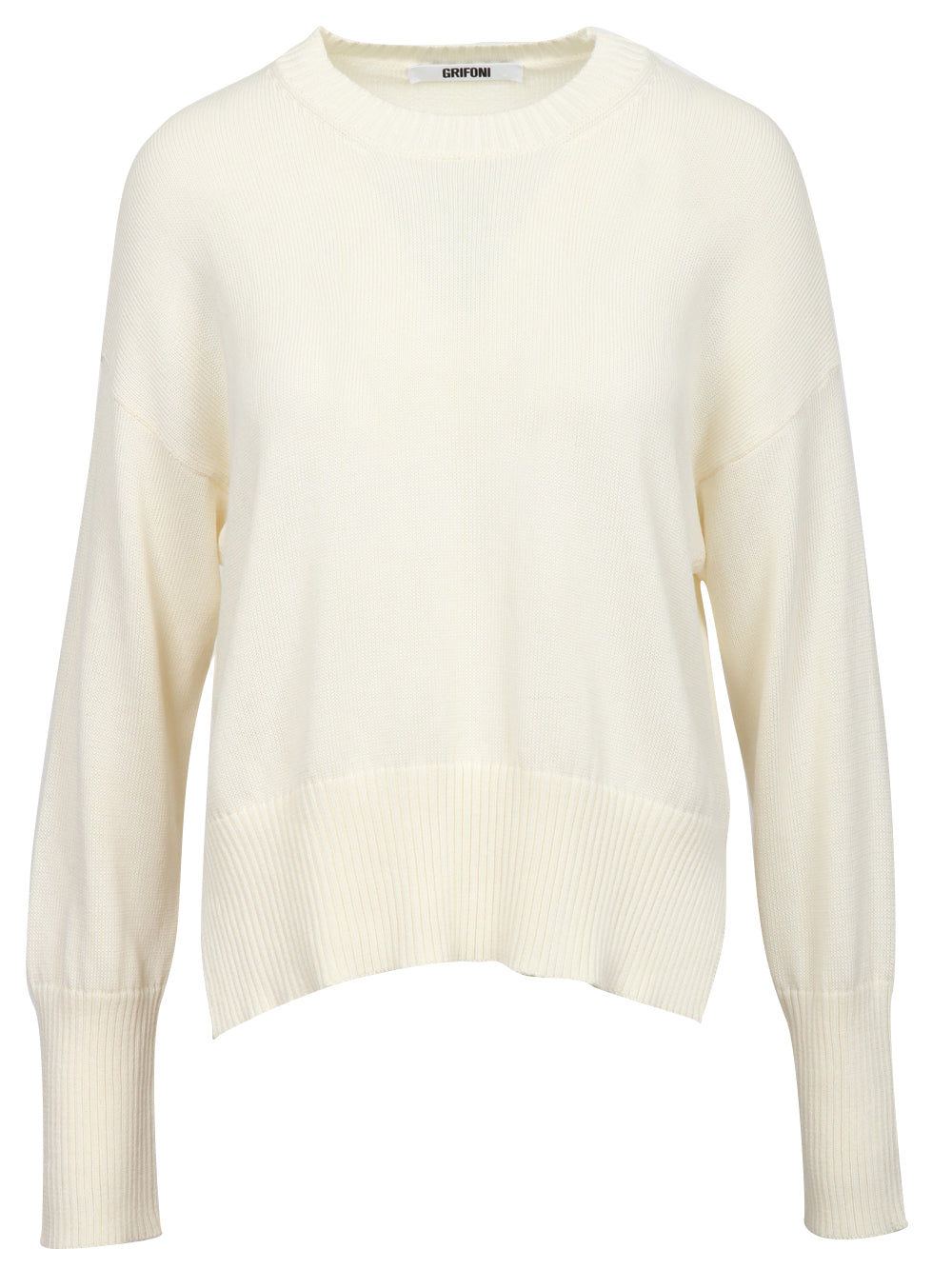 GRIFONI MAGLIA IN COTONE CON SPACCHETTI PANNA Panna