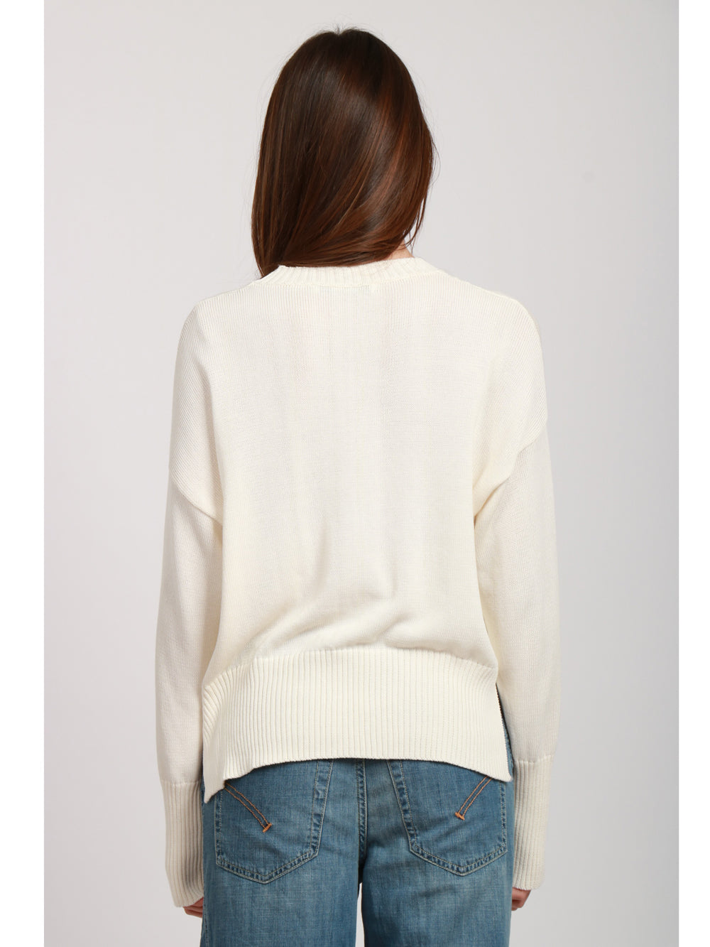 GRIFONI MAGLIA IN COTONE CON SPACCHETTI PANNA Panna