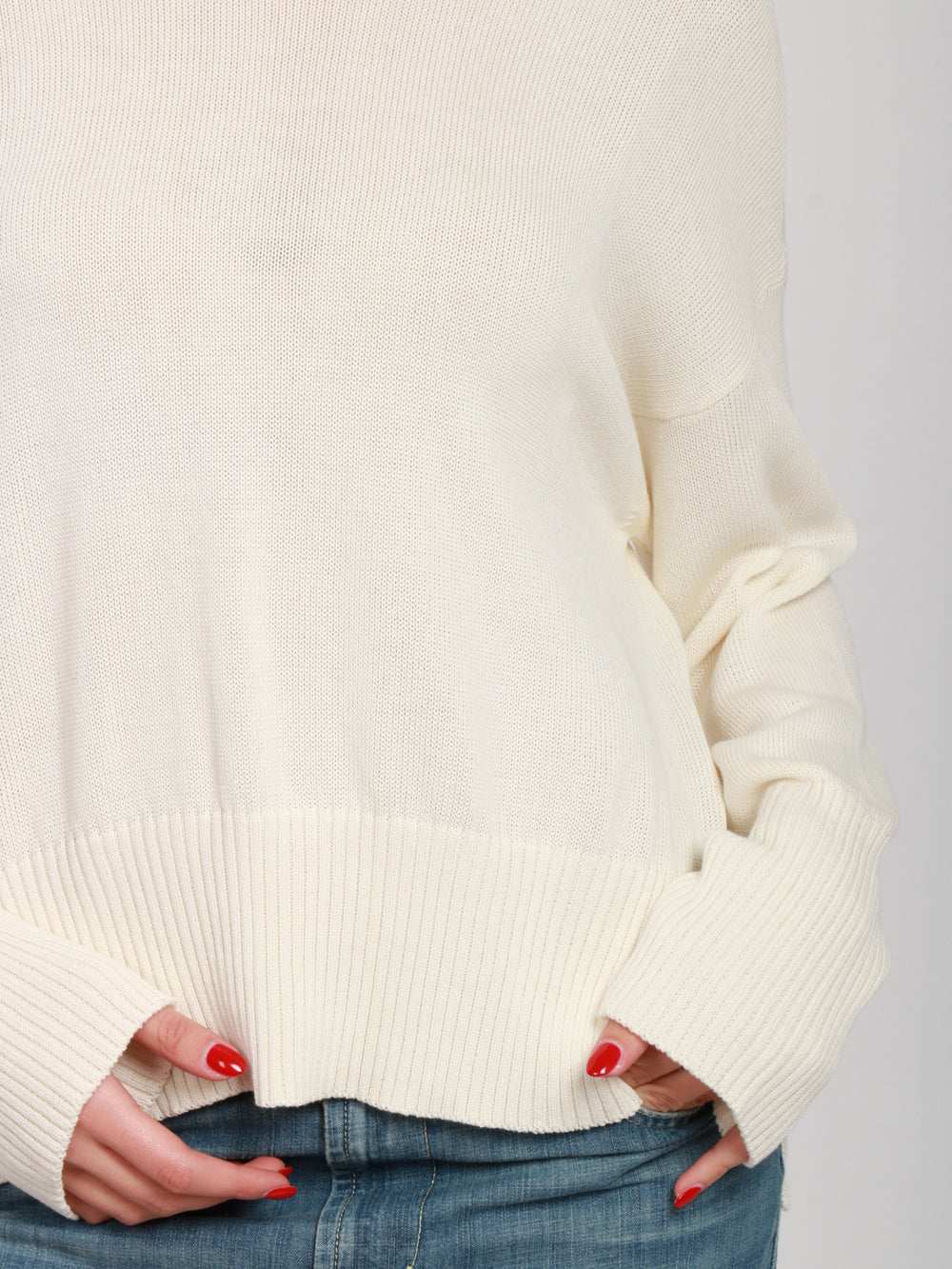 GRIFONI MAGLIA IN COTONE CON SPACCHETTI PANNA Panna
