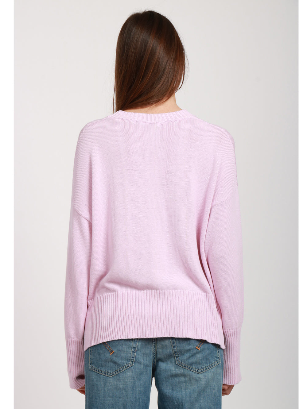 GRIFONI MAGLIA IN COTONE CON SPACCHETTI ROSA Rosa