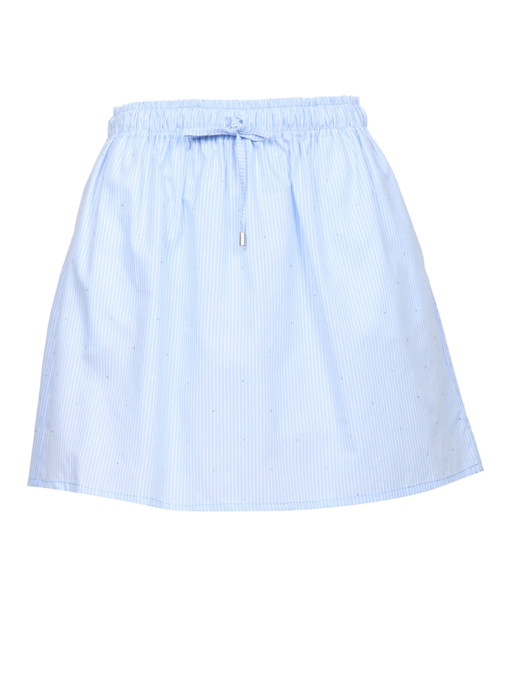 GRIFONI Gonna Mini a Righe Celeste con Strass Celeste/bianco