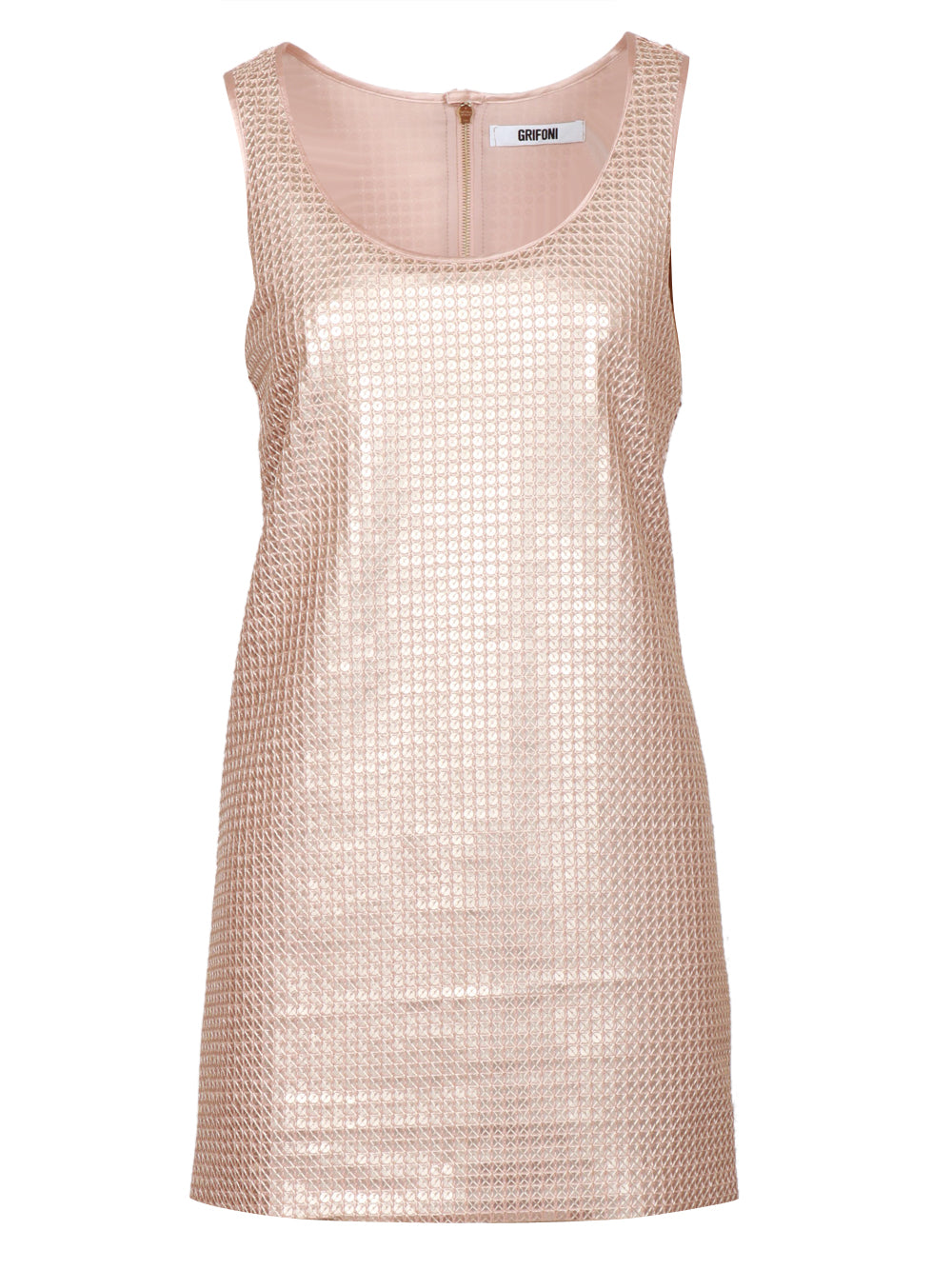 GRIFONI Vestito Tubino Corto Rosa con Paillettes Rose gold