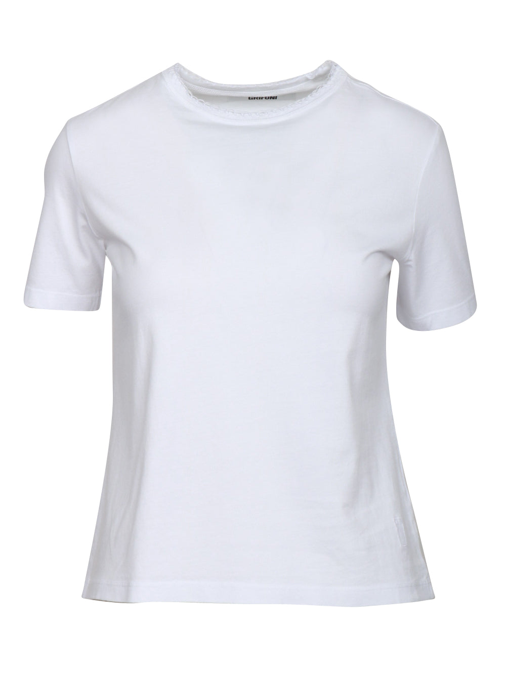 GRIFONI T-shirt in Cotone Bianca con Ricamo su Scollo Bianco