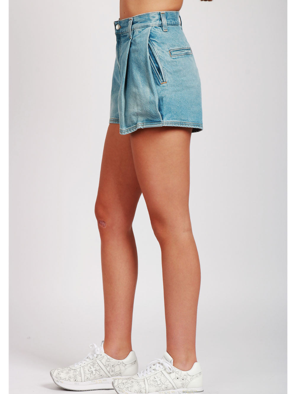 HAIKURE Shorts Ashley in Denim Blu con Pinces Denim