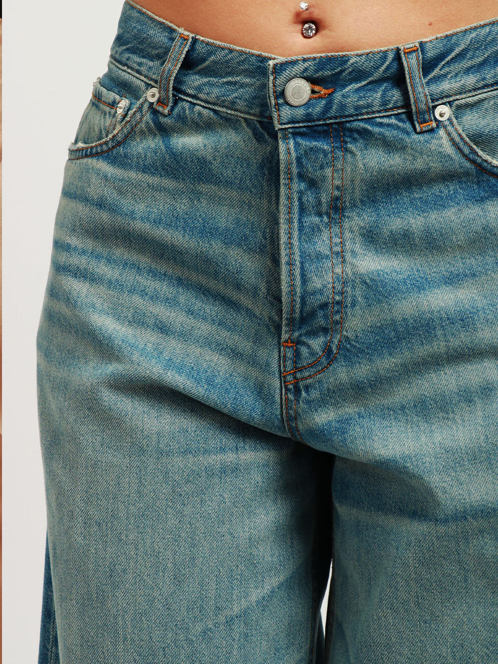 HAIKURE Jeans Bethany Ampi in Denim di Cotone Blu Denim chiaro