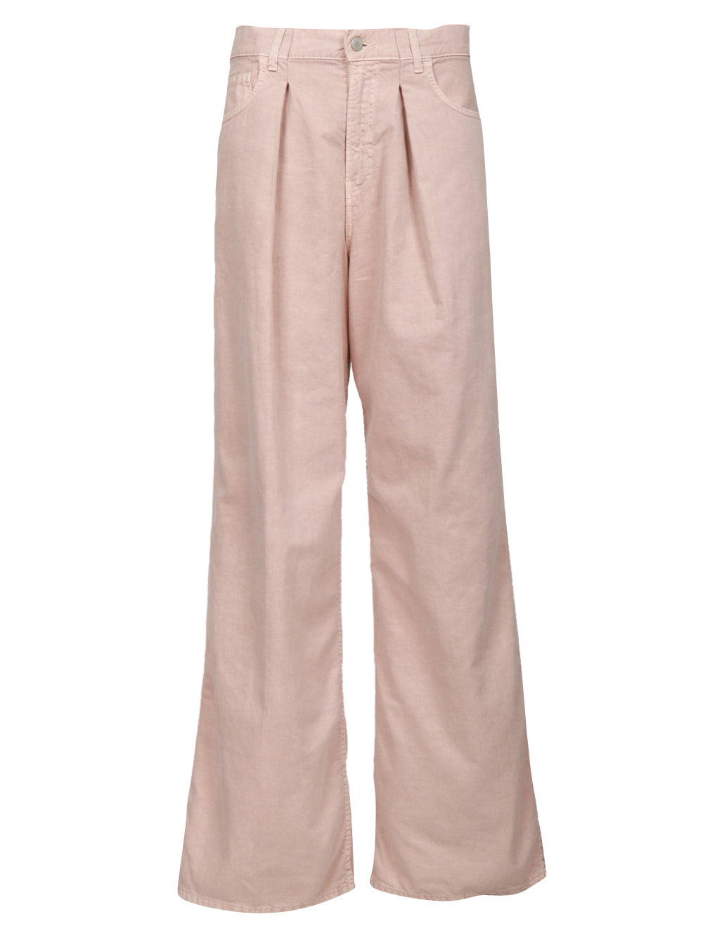 HAIKURE Pantaloni Candy in Misto Lino Rosa con Pinces Rosa