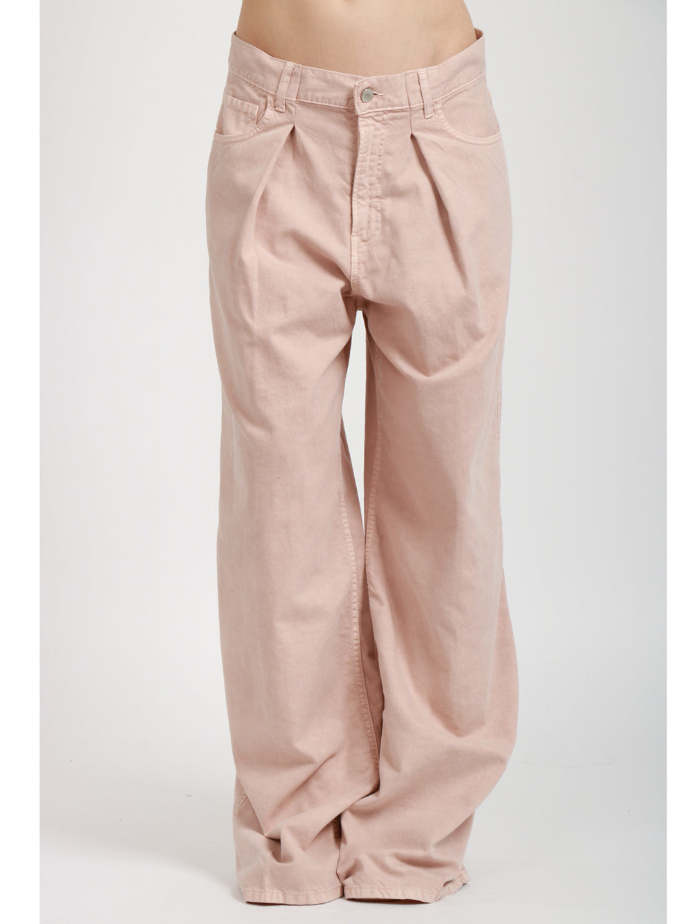 HAIKURE Pantaloni Candy in Misto Lino Rosa con Pinces Rosa