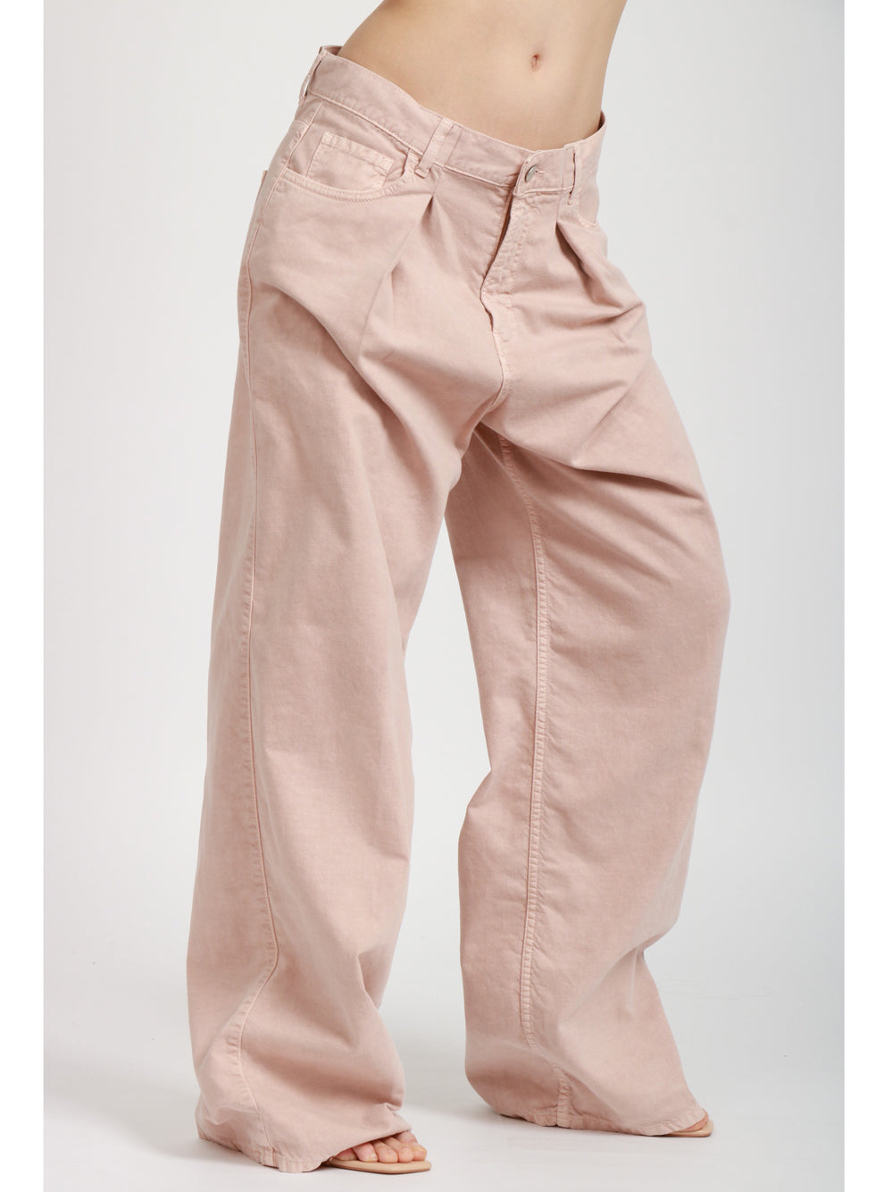 HAIKURE Pantaloni Candy in Misto Lino Rosa con Pinces Rosa