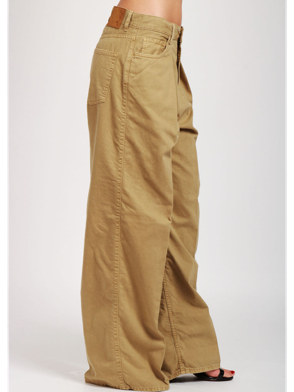 HAIKURE Pantaloni Candy in Misto Lino Kaki con Pinces Taupe