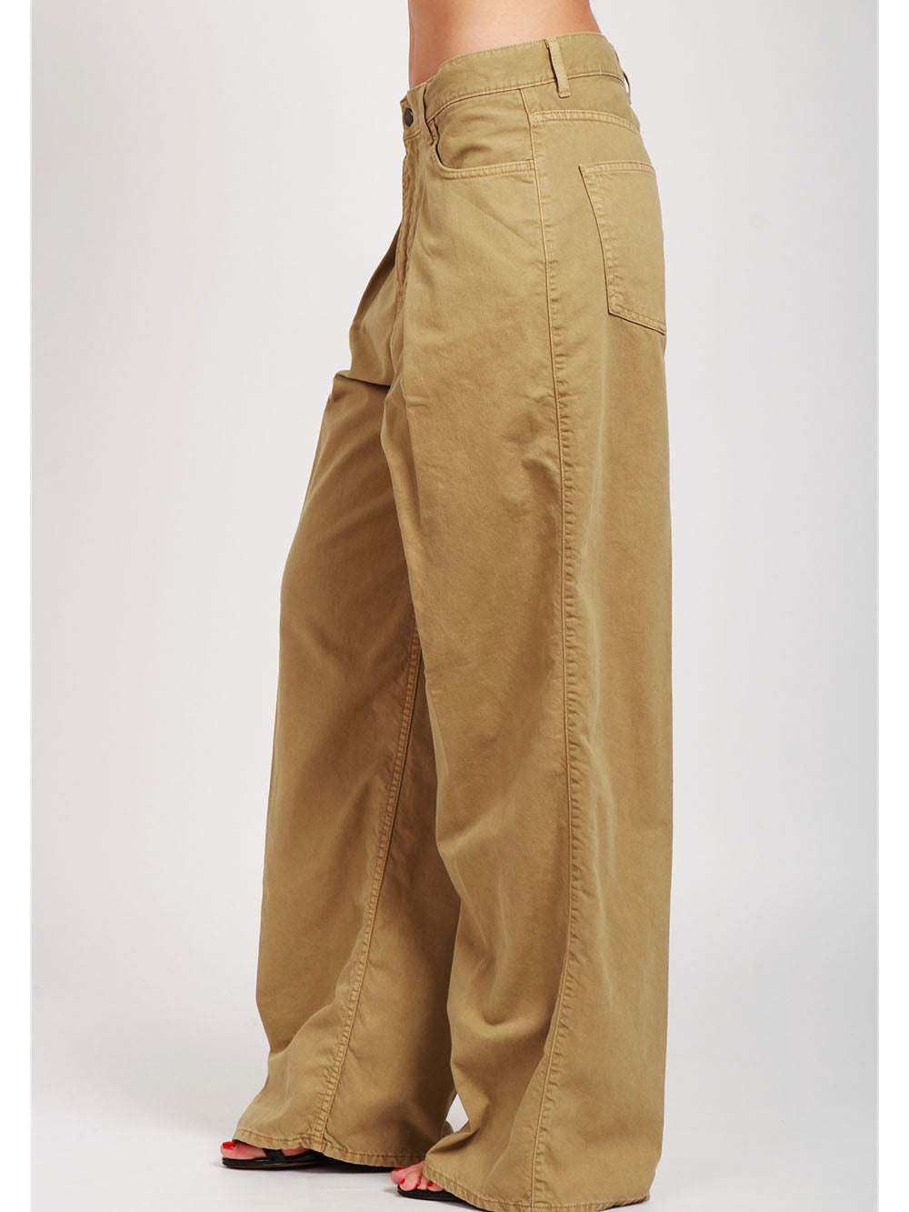 HAIKURE Pantaloni Candy in Misto Lino Kaki con Pinces Taupe