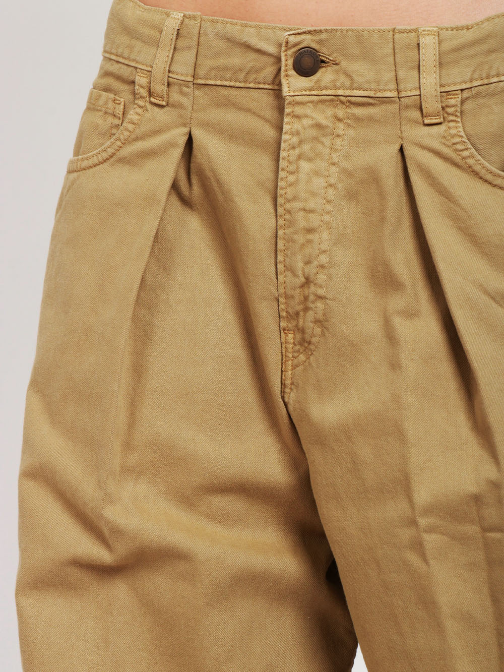 HAIKURE Pantaloni Candy in Misto Lino Kaki con Pinces Taupe
