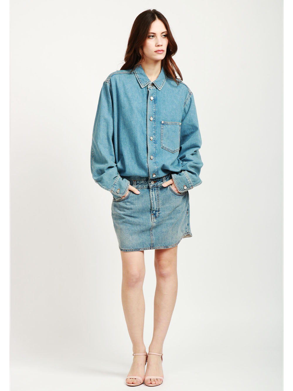 HAIKURE Vestito Tamu Corto in Denim Blu Denim chiaro