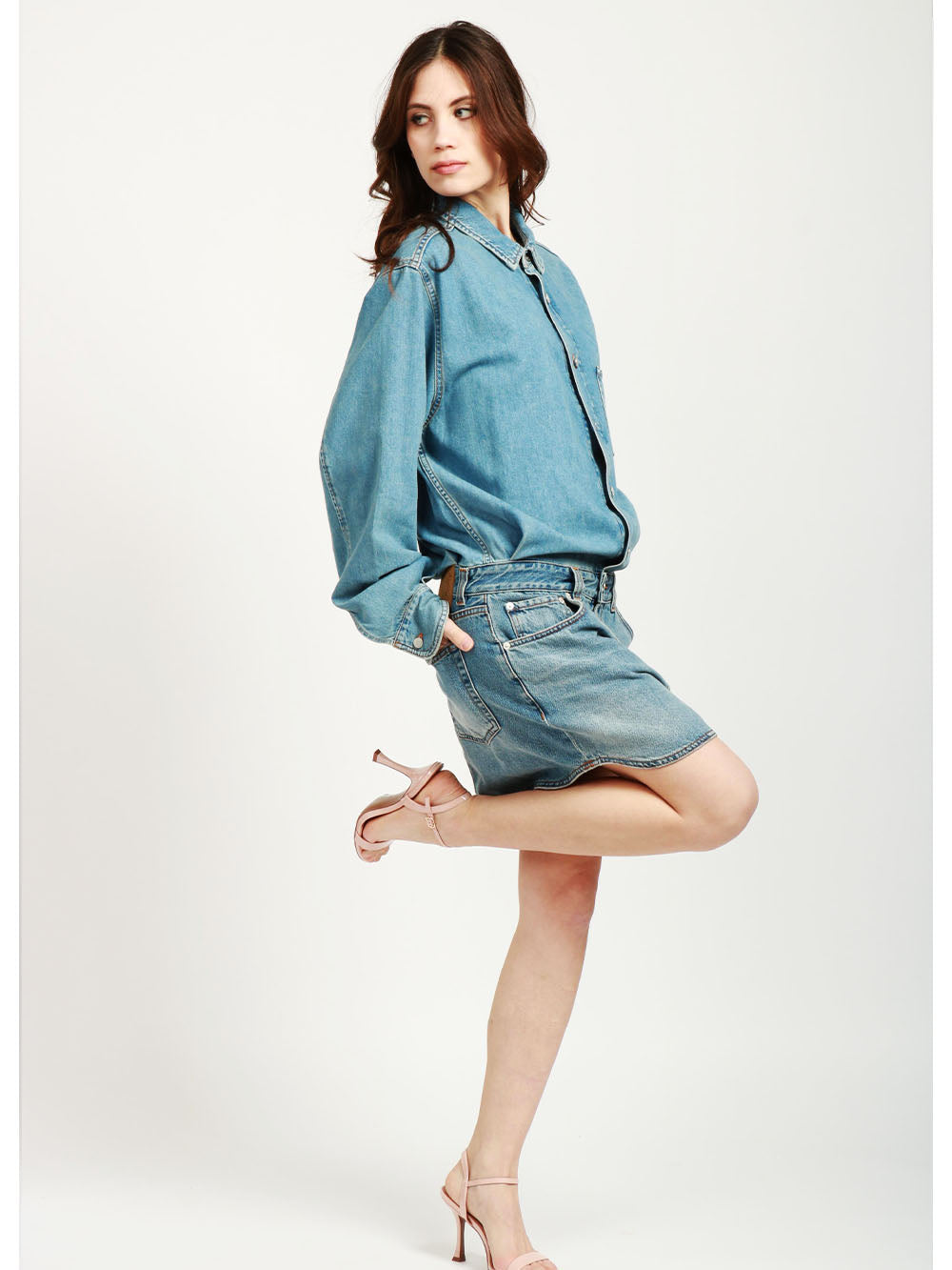 HAIKURE Vestito Tamu Corto in Denim Blu Denim chiaro