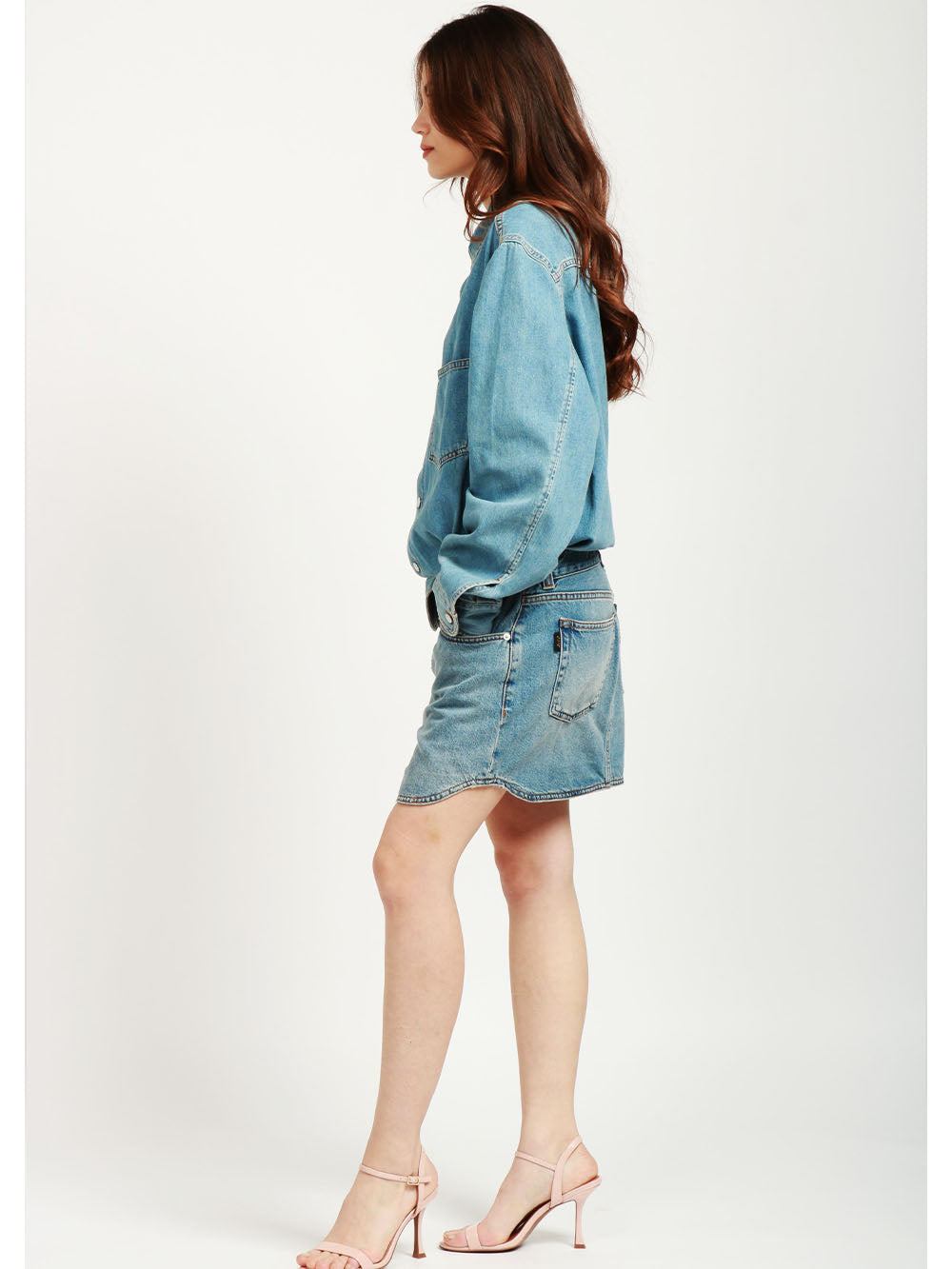 HAIKURE Vestito Tamu Corto in Denim Blu Denim chiaro