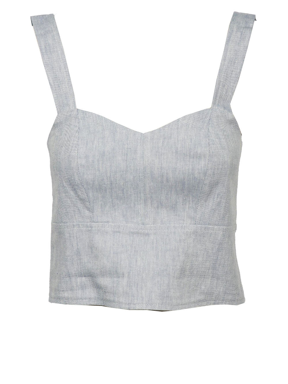 HAPPY25 Top Avena Bustier in Misto Lino Celeste Effetto Denim Celeste