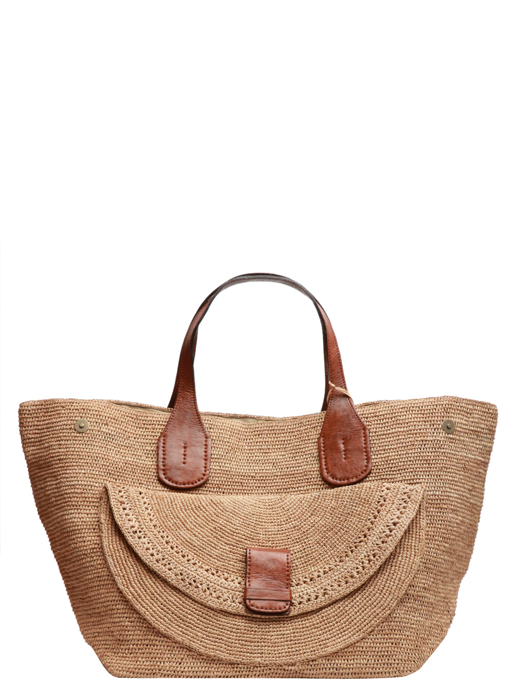 IBELIV Borsa a Spalla Laza in Rafia Beige con Tascone Beige