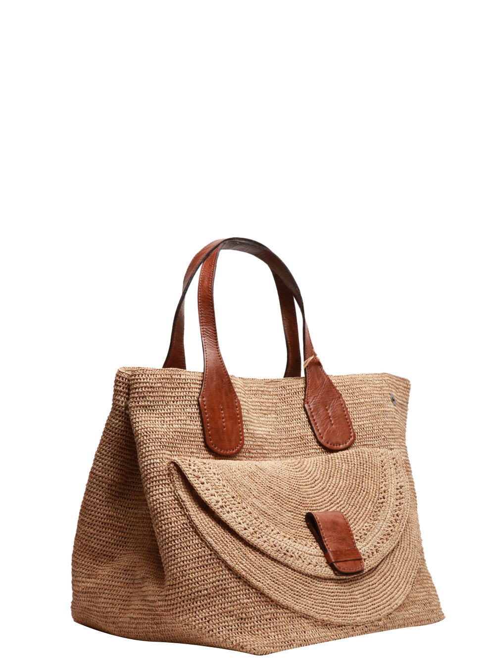IBELIV Borsa a Spalla Laza in Rafia Beige con Tascone Beige