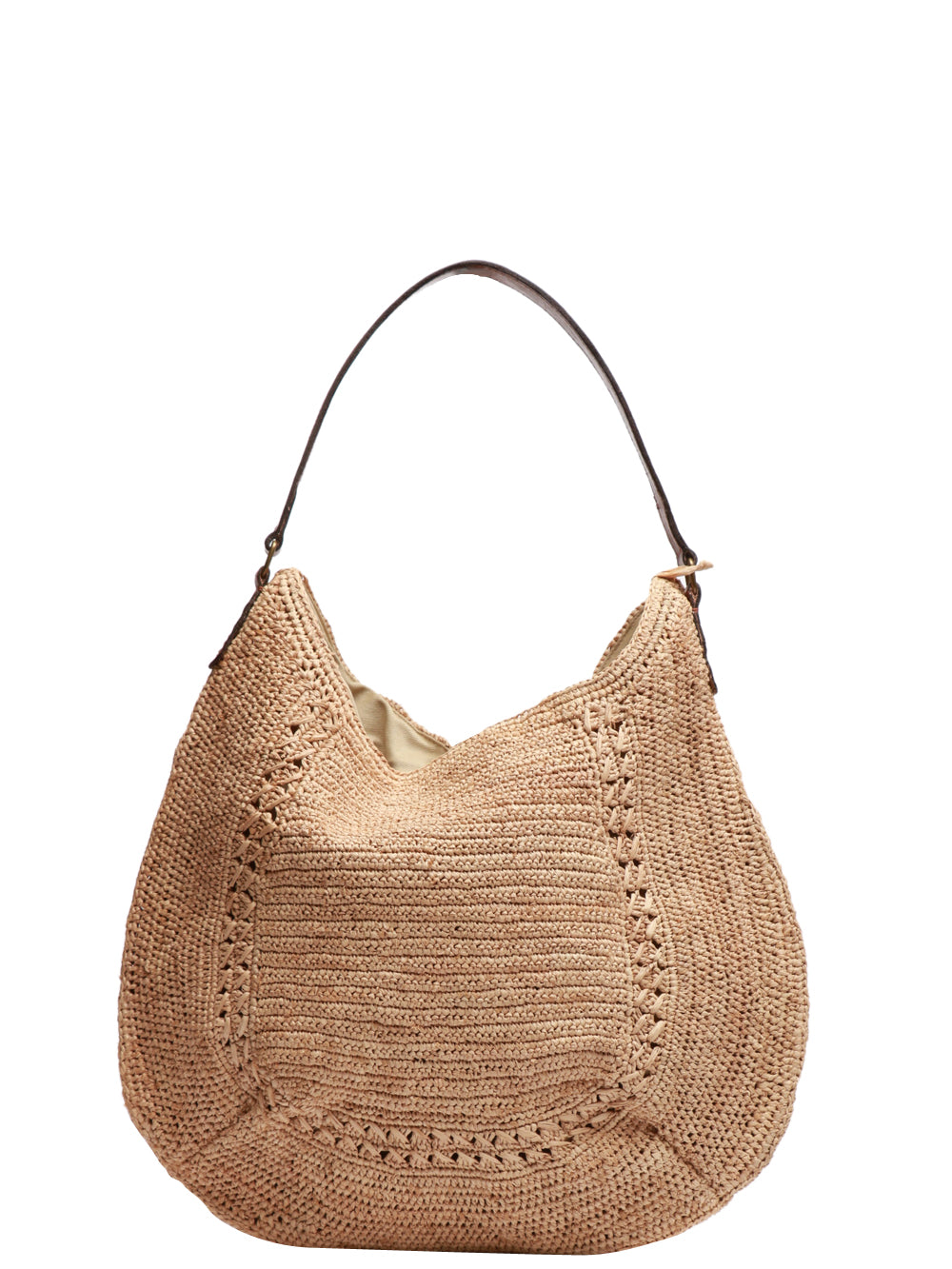 IBELIV Borsa a Spalla Meva Hobo Media in Rafia Beige Beige