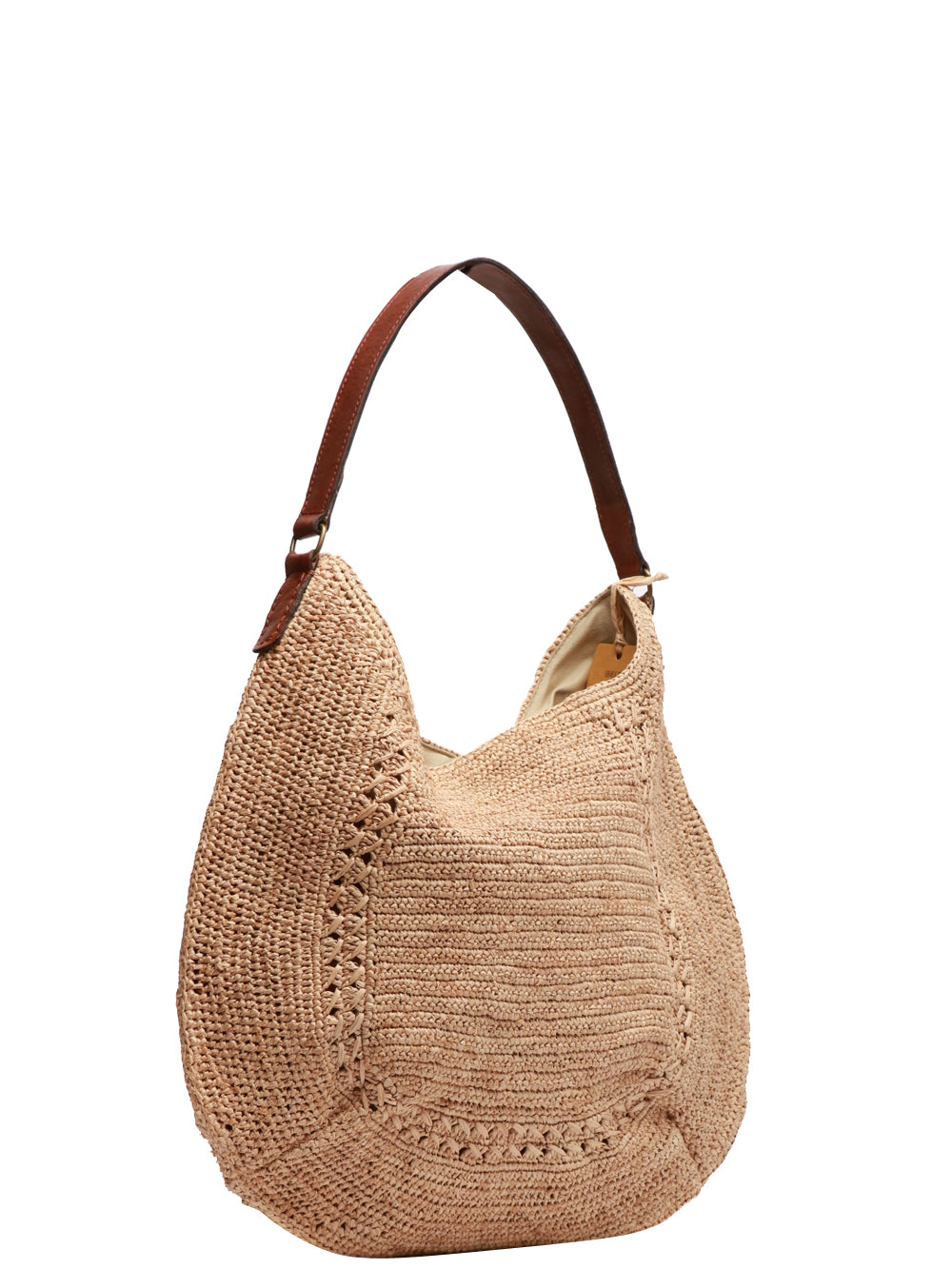 IBELIV Borsa a Spalla Meva Hobo Media in Rafia Beige Beige