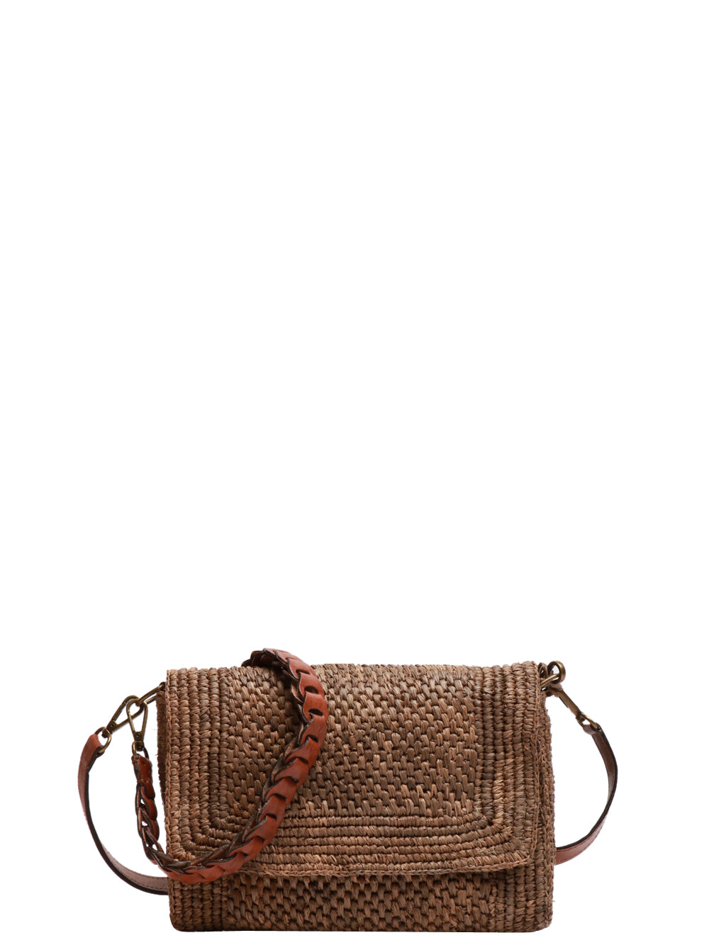 IBELIV Borsa Pochette Milano in Rafia Kaki Kaki