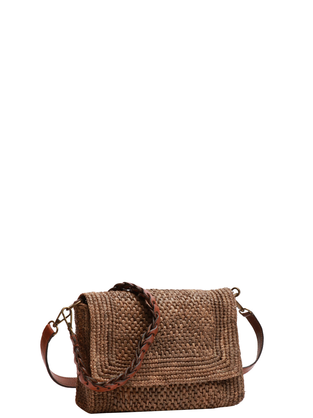 IBELIV Borsa Pochette Milano in Rafia Kaki Kaki