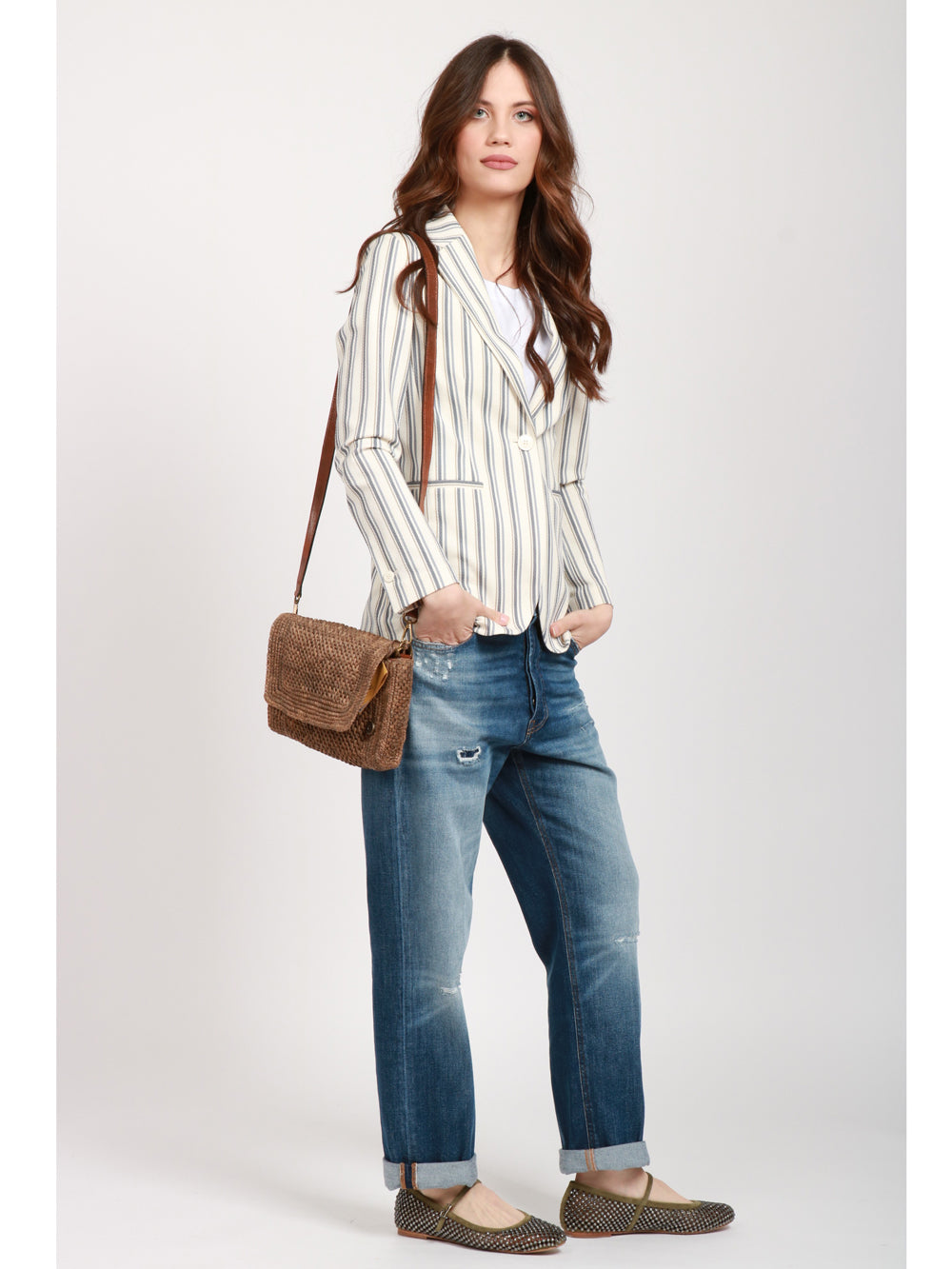 IBELIV Borsa Pochette Milano in Rafia Kaki Kaki