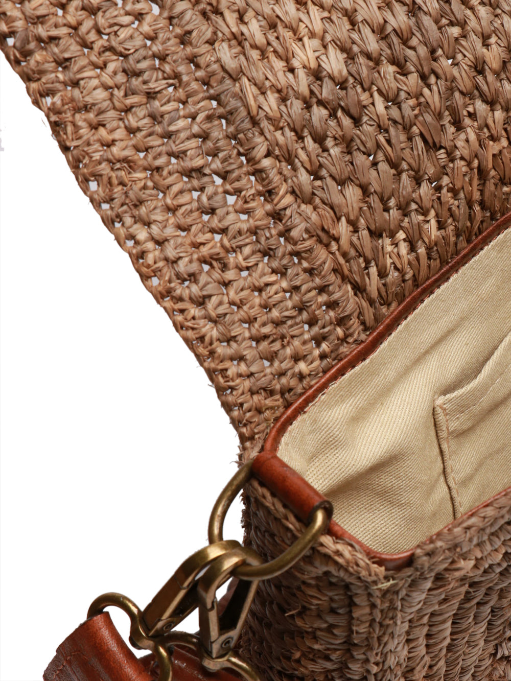 IBELIV Borsa Pochette Milano in Rafia Kaki Kaki