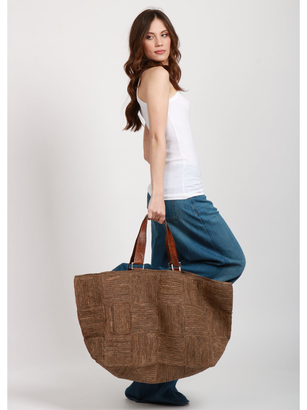 IBELIV Borsa a spalla Miray Maxi in Rafia Kaki Kaki