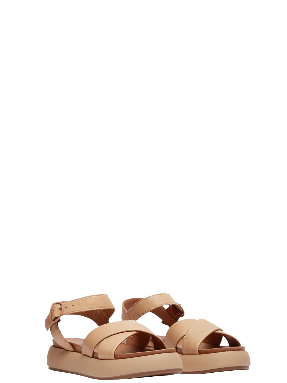 INUOVO Sandali Beige in Pelle con Fasce Incrociate Beige