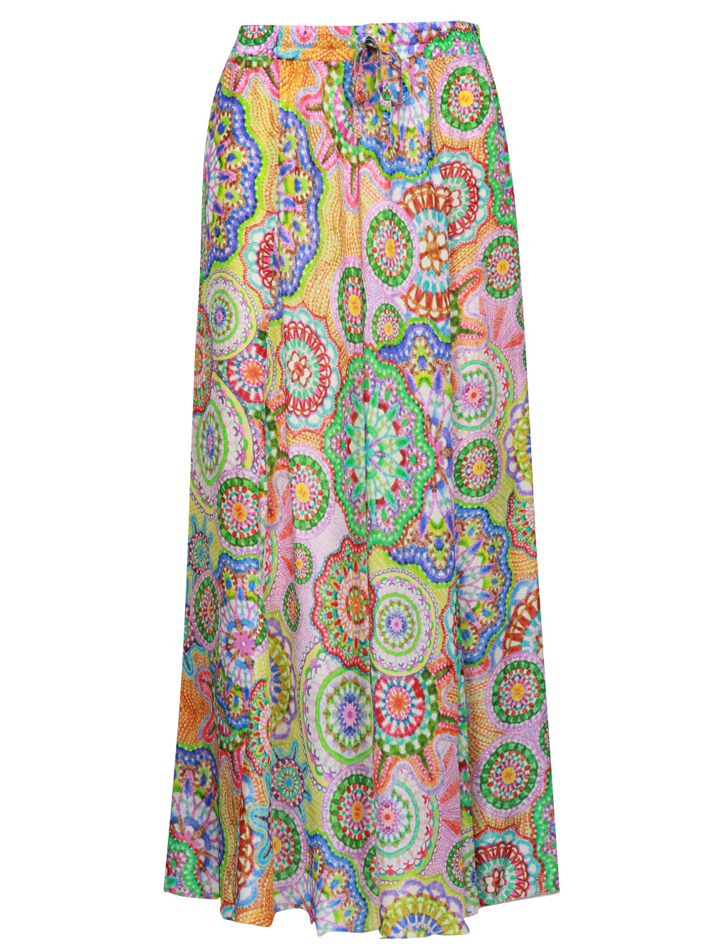 JOHNNY WAS Gonna Lunga in Seta Multicolor con Fantasia Multicolor