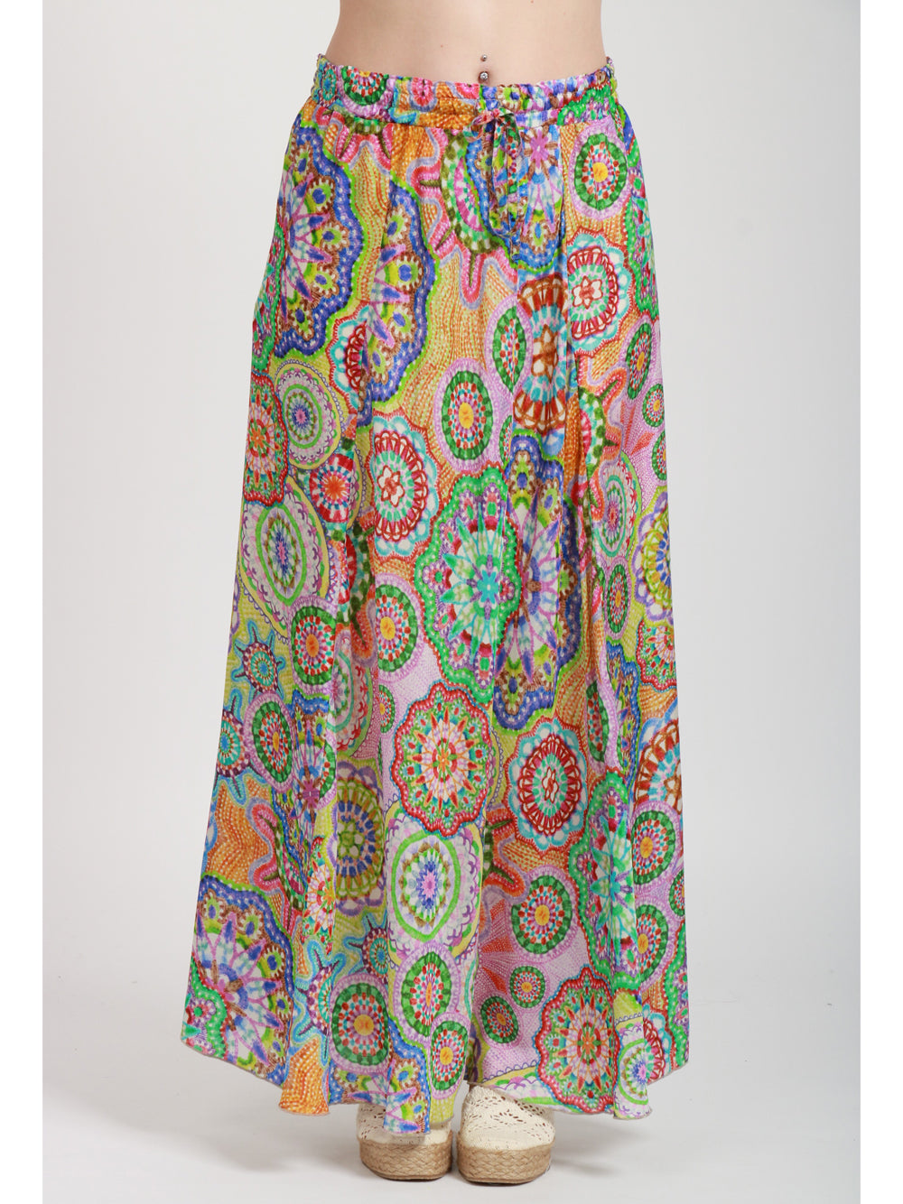 JOHNNY WAS Gonna Lunga in Seta Multicolor con Fantasia Multicolor
