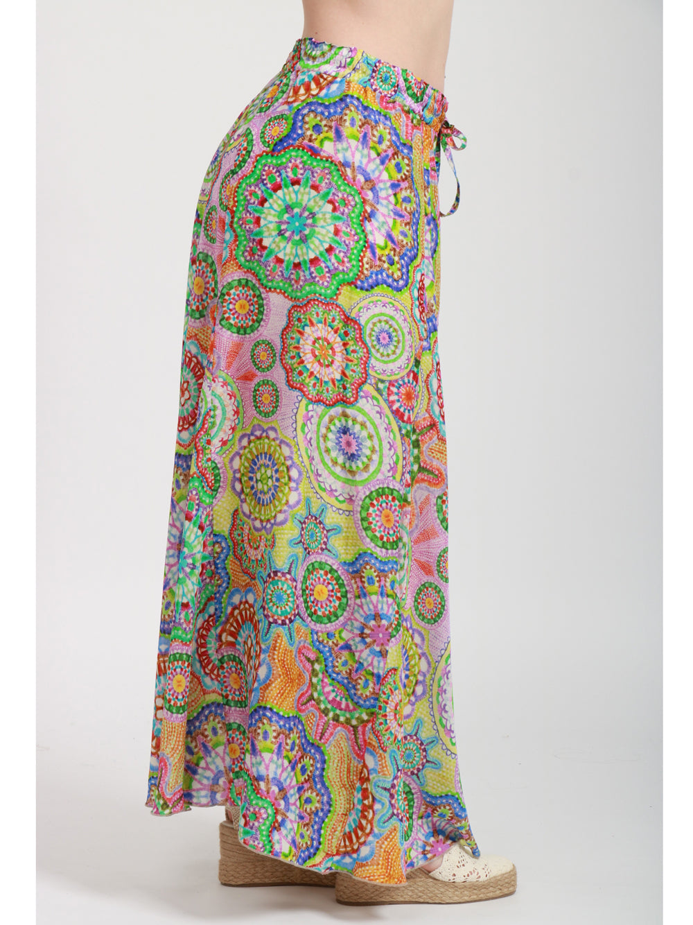 JOHNNY WAS Gonna Lunga in Seta Multicolor con Fantasia Multicolor